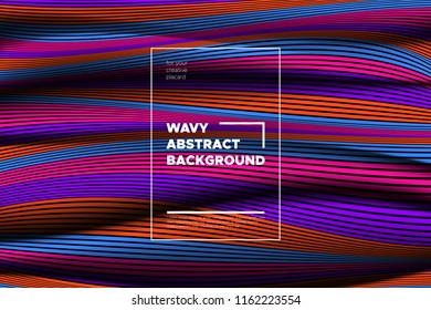 Distortion of Space. Modern Abstract Background with Vector Warped Lines. Bright Volumetric Colorful 3d Surface. Movement Effect. Optical Illusion of Distortion of Stripes for Covers, Presentation.