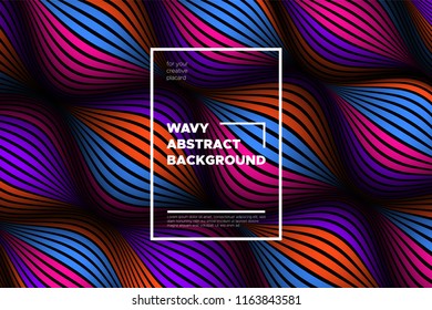 Distortion of Space. Modern Abstract Background with Vector Warped Lines. Bright Volumetric Colorful 3d Surface. Movement Effect. Optical Illusion of Distortion of Stripes for Covers, Presentation.