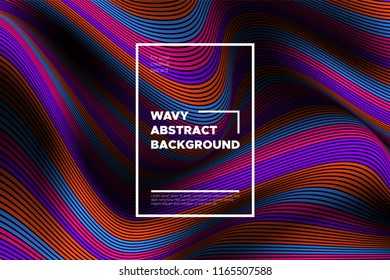 Distortion of Space. Modern Abstract Background with Vector Warped Lines. Bright Volumetric Colorful 3d Surface. Movement Effect. Optical Illusion of Distortion of Stripes for Covers, Presentation.