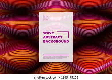 Distortion of Stripes. Abstract Cover with Vector Warped Lines, Flow. Volumetric Folds. Colorful 3d Surface. Movement Effect Made Using Blend and Mesh Tools. Optical Illusion of Distortion of Space.
