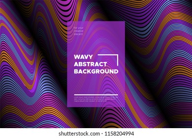 Distortion of Stripes. Modern Abstract Cover with Vector Warped Lines. Volumetric Folds. Colorful 3d Surface. Movement Effect Made Using Blend and Mesh Tools. Optical Illusion of Distortion of Space.