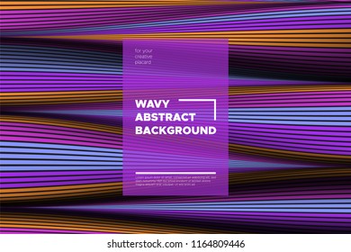 Distortion of Stripes. Modern Abstract Cover with Vector Warped Lines. Volumetric Folds. Colorful 3d Surface. Movement Effect Made Using Blend and Mesh Tools. Optical Illusion of Distortion of Space.