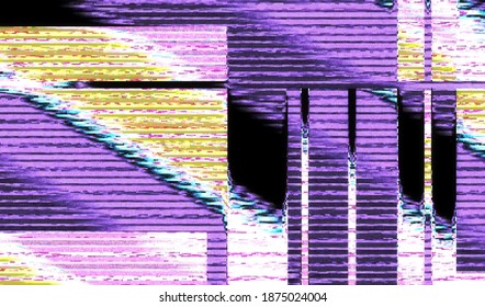 Distortion of television broadcast. Abstract background of broken glitch texture. Digital pixel noise. Vector illustration.