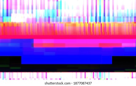 Verzerrung der Fernsehübertragung. Abstrakter Hintergrund gebrochener glitzerner Textur. Vektorgrafik.