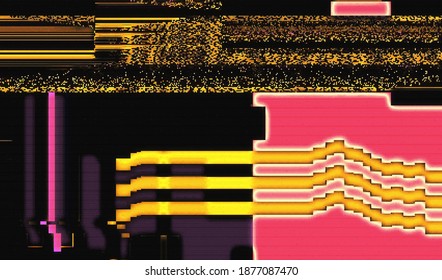 Distortion of television broadcast. Abstract background of broken glitch texture. Digital pixel noise. Corrupted encoded video. Vector illustration.