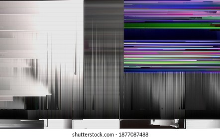 Distorsión de la transmisión televisiva. Fondo abstracto de la textura de destellos rotos. Ruido de píxel digital. Vídeo codificado dañado. Ilustración vectorial.