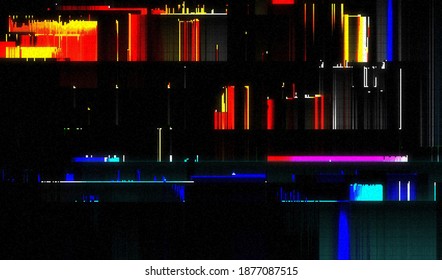 Distortion of television broadcast. Abstract background of broken glitch texture. Digital pixel noise. Corrupted encoded video. Vector illustration.