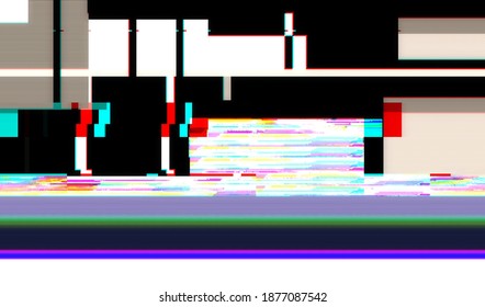 Distorsión de la transmisión televisiva. Fondo abstracto de la textura de destellos rotos. Vídeo codificado dañado. Ilustración vectorial.