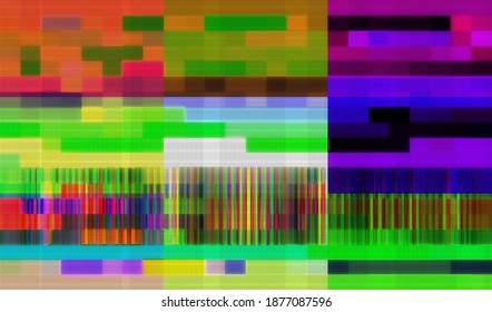 Distortion of television broadcast. Abstract background of broken glitch texture. Vector illustration.