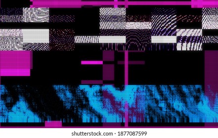 Distortion of television broadcast. Abstract background of broken glitch texture. Vector illustration.