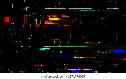 Distortion of television broadcast. Abstract glitch texture background. Broken video broadcast. Digital pixel noise. Vector illustration.