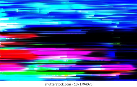 Distortion of television broadcast. Abstract glitch texture background. Broken video broadcast. Digital pixel noise. Vector illustration.