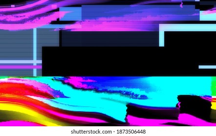 Distortion of television broadcast. Abstract glitch texture background. Broken video broadcast. Digital pixel noise. Vector illustration.