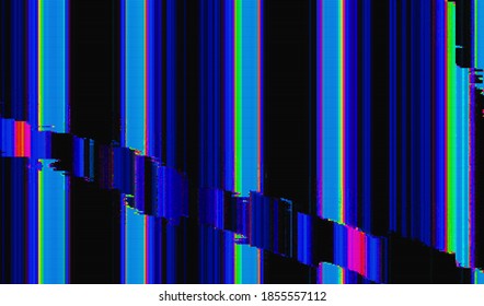 Distorsión de la interferencia televisiva. Transmisión de vídeo digital dañada. Resumen de la textura del brillo del píxel de fondo. Ilustración vectorial.