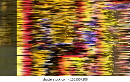Distortion of television interference. Corrupted digital video broadcast. Abstract background pixel glitch texture. Vector illustration.