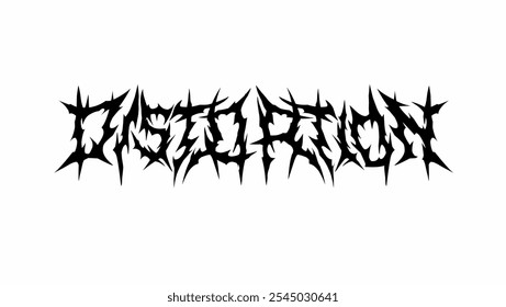 Distortion vector typography design with sharp, thorn-like edges in a dark, metal-inspired style. The intense and aggressive look suits heavy metal, horror themes, extreme branding