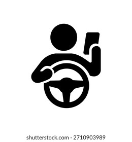 Distracted Driving Behavior Icon Isolated On White Background