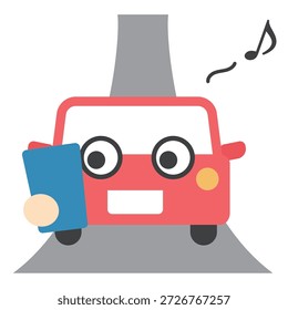 Distracted driving・distracted driving Cute flat illustrations