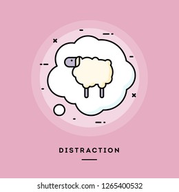 Distraction, flat design thin line banner, usage for e-mail newsletters, web banners, headers, blog posts, print and more. Vector illustration.