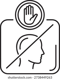 Distraction free and focus icon, no interruption sign for productive deep work vector illustration