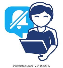 Distraction Free Mode icon represented by silent notivication Dualtone style.