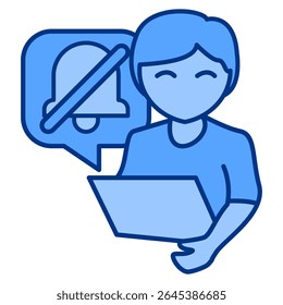 Distraction Free Mode icon represented by silent notivication Blue style.