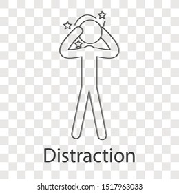 Distraction icon concept on transparency background. Business creative idea design. Line vector illustration use for your mobile app or web page.