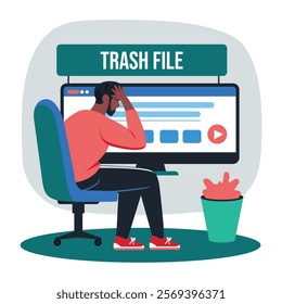 Distraught illustration of character in flat style 