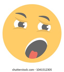 
A distraught smiley, weary face expression via emoji
