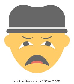 
A distraught smiley, weary face expression via emoji
