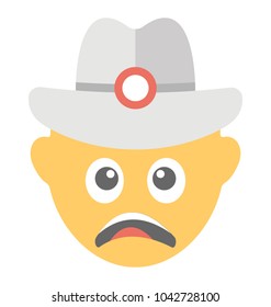 
A distraught smiley, weary face expression via emoji
