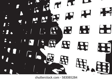 Distress abstract overlay texture. Grunge checkered grid background. EPS10 vector.