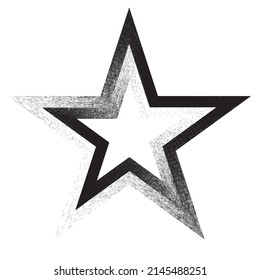 Distress basic geometric shape design . Noise dispersion star logo . Spray effect .Grunge, grainy, gritty texture . Distressed element .vector 