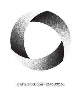 Déformer la forme géométrique de base. Logo du cercle de dispersion du bruit. Effet de pulvérisation .Texture grunge, grise et grise . élément désorganisé .image vectorielle 