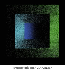 Déformer la forme géométrique de base. Logo du carré de dispersion du bruit. Effet de pulvérisation .Texture grunge, grise et grise . élément désorganisé .image vectorielle 