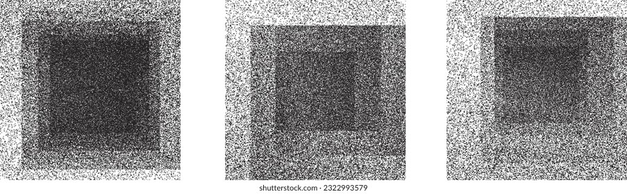 Distress basic geometric shape design . Noise dispersion square logo . Spray effect .Grunge, grainy, gritty texture . Distressed element .vector 