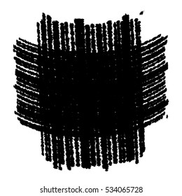 Distress black crayon texture. Grunge shaded banner pencil background. Chalk stroke shape element. Hatch icon creative template. Original logo blank detail. High detailed quality.  EPS10 vector.
