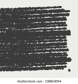 Distress black crayon texture. Grunge shaded banner pencil background. Chalk stroke shape element. Hatch icon creative template. Original logo blank detail. High detailed quality.  EPS10 vector.