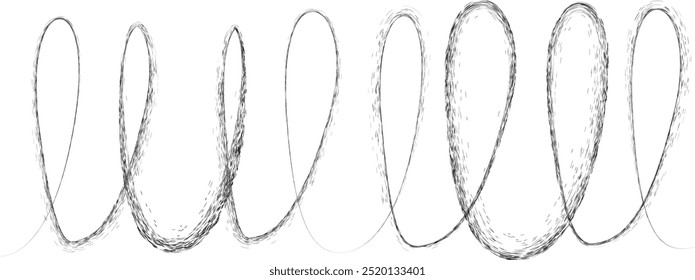 Distress black curve line .Graffiti art design . Squiggle curly stroke . Spray effect .Grunge curved line . Grainy, gritty textured line . Distressed curl element . Black curve stroke .vector