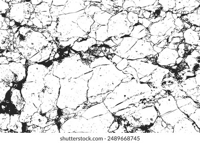 Distress black marble pattern with cracks isolated on a white background. Abstract grunge marble detail with line pattern. A design element for banner, poster, and flyer concept. Vector illustration