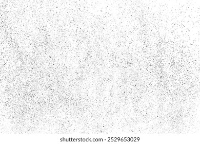 Distress black texture. Paper effect. Dark grainy texture on white background. Dust overlay textured. Grain noise particles. Grunge design elements. Black texture with a worn effect. Vector, EPS 10.