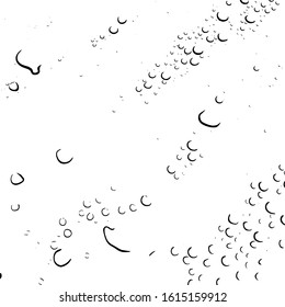 Distress black and white water drop background. Raindrop overlay grunge texture. Artistic wet design template. EPS10 vector.