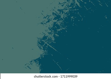 Distress blue urban used texture. Brushed paint cover. Empty aging design element. Grunge rough dirty background. Overlay aged grainy messy template. Renovate wall frame grimy backdrop. EPS10 vector