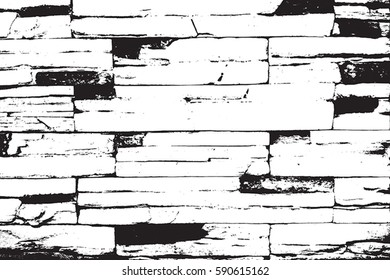 Distress brick wall masonry overlay texture. Grunge urban dirty background. Aging stone template cover. EPS10 vector.