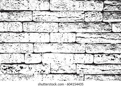 Distress brick wall masonry overlay texture. Grunge urban dirty background. Aging stone template cover. EPS10 vector.