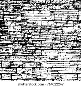Distress brick wall masonry overlay texture. Grunge urban dirty background. Aging stone template cover. EPS10 vector.