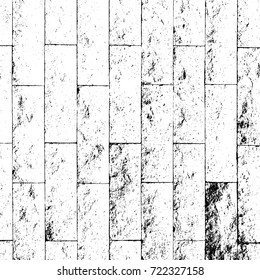 Distress brick wall masonry overlay texture. Grunge urban dirty background. Aging stone template cover. EPS10 vector.