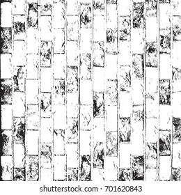 Distress brick wall overlay texture. Grunge stone masonry background. Dirty urban grainy design template. Empty aging element. EPS10 vector.