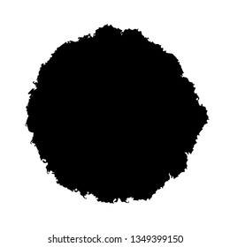 Distress circle black paint texture. Grunge round brush painted background. Empty artistic design element. EPS10 vector
