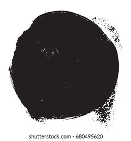 Distress circle black paint texture. Grunge round brush painted background. Empty artistic design element. EPS10 vector.